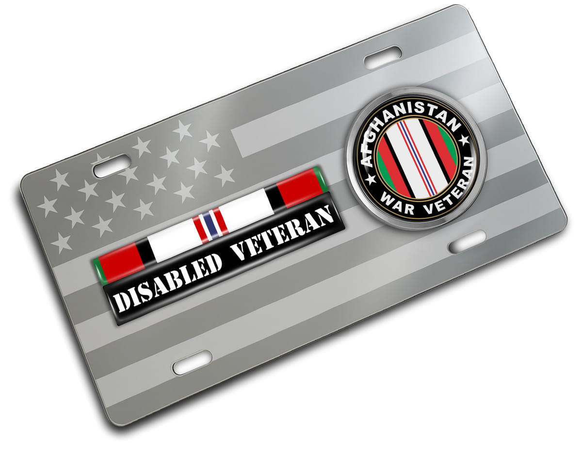 Afghanistan Disabled Veteran - Stainless Steel Car License Plate